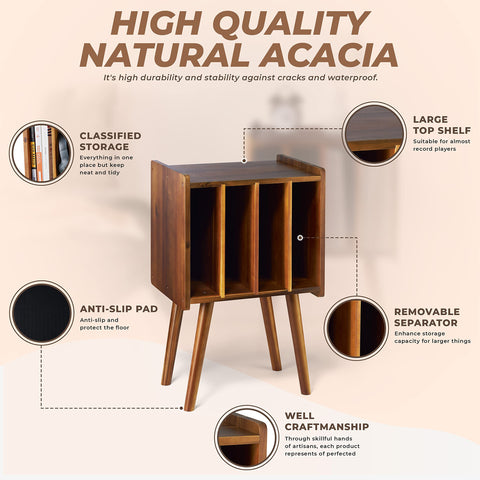 2BHOME metal record storage holder adds durable, mid-century charm.