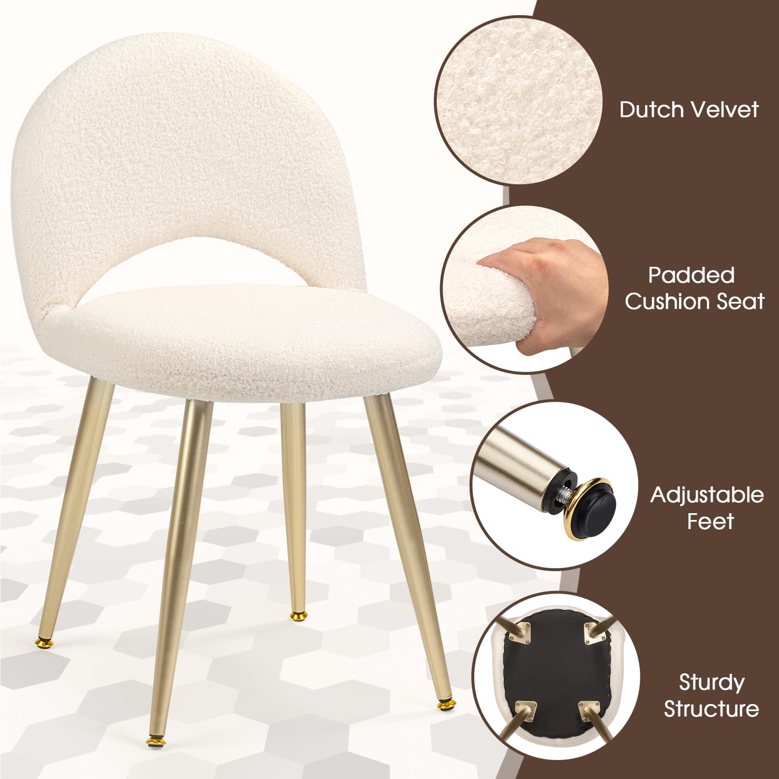 2BYF boucle cream seat with sherpa finish adds cozy comfort