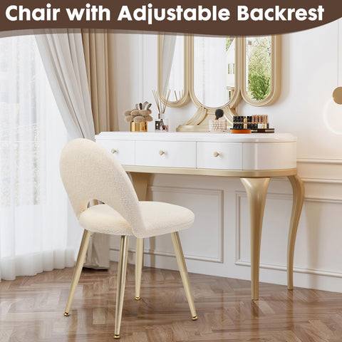 2BYF vanity chair features non-slip pads to protect floors