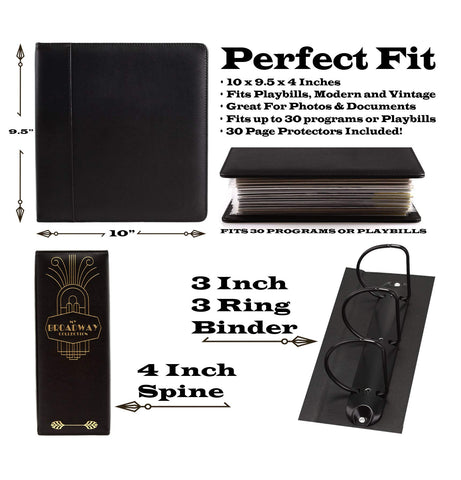 2Fold binder in black with embossed P, stylish container for playbills