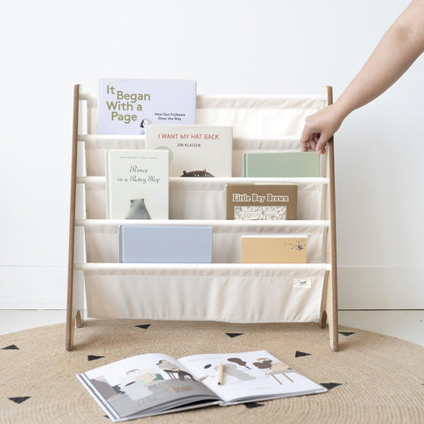 3 Sprouts bookshelf in playroom setup helps keep books accessible.