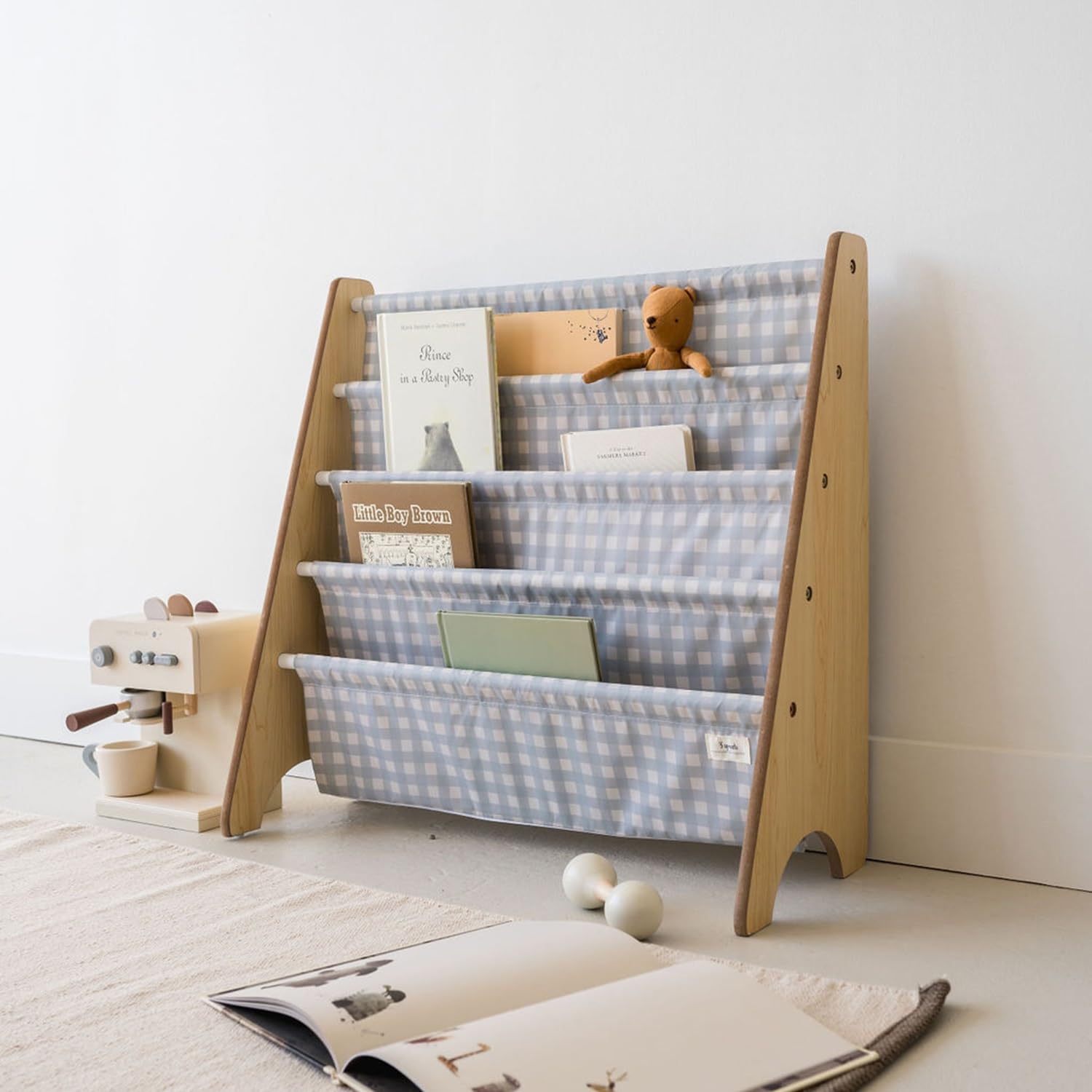 3 Sprouts Bookshelf recycled fabric close-up shows durable, eco-friendly materials for everyday use