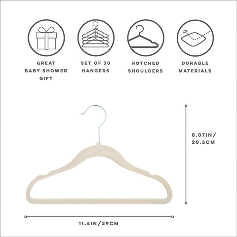 3 Sprouts Velvet Baby Hangers with notched shoulders prevent slips