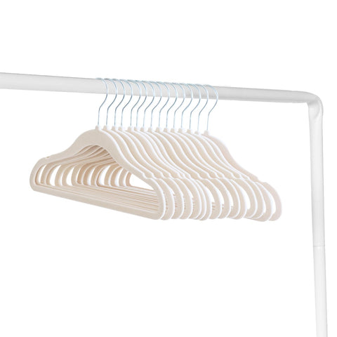 3 Sprouts Velvet Baby Hangers in a slim closet setup saves space