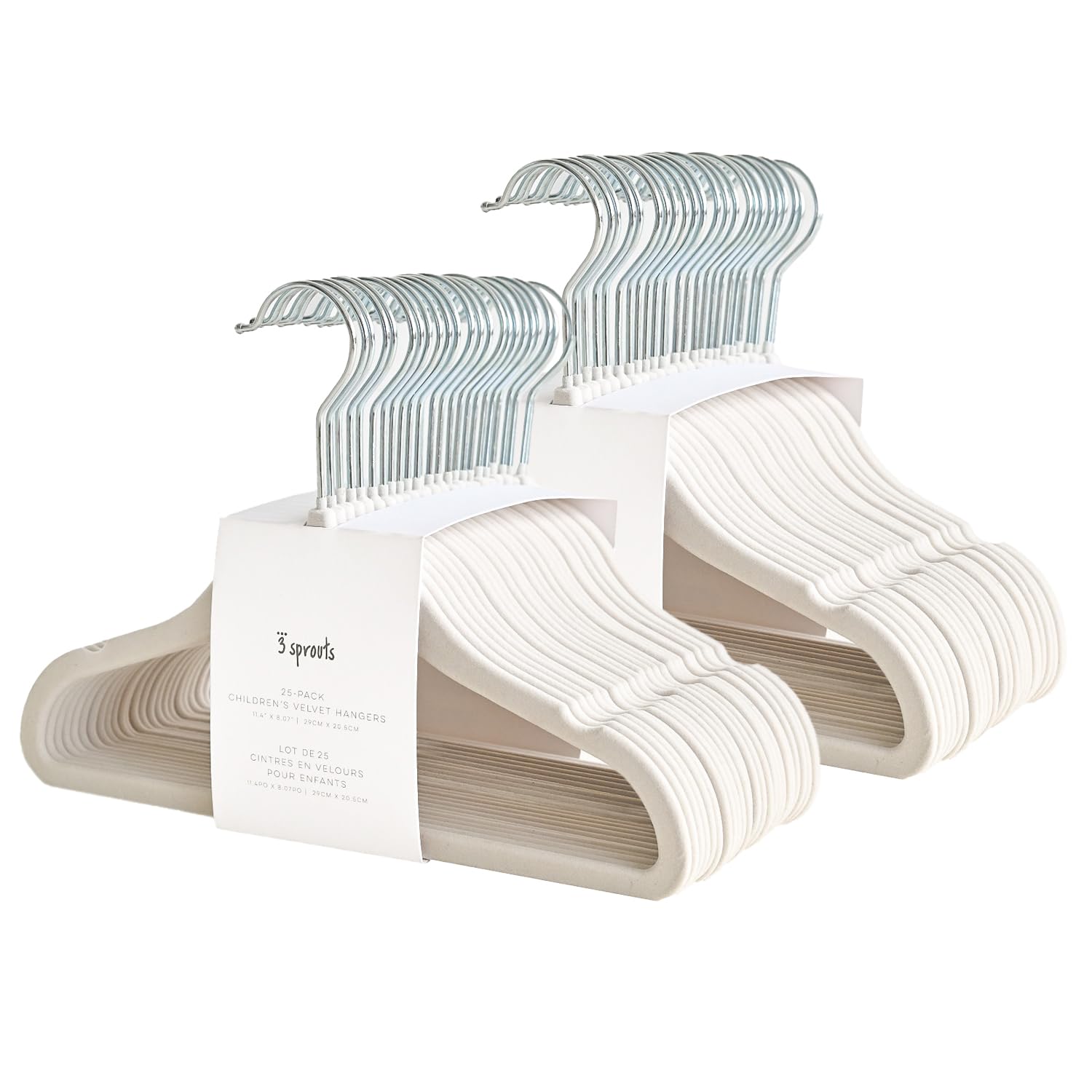3 Sprouts Velvet Baby Hangers cream pack slim non-slip solution for newborn to toddler outfits