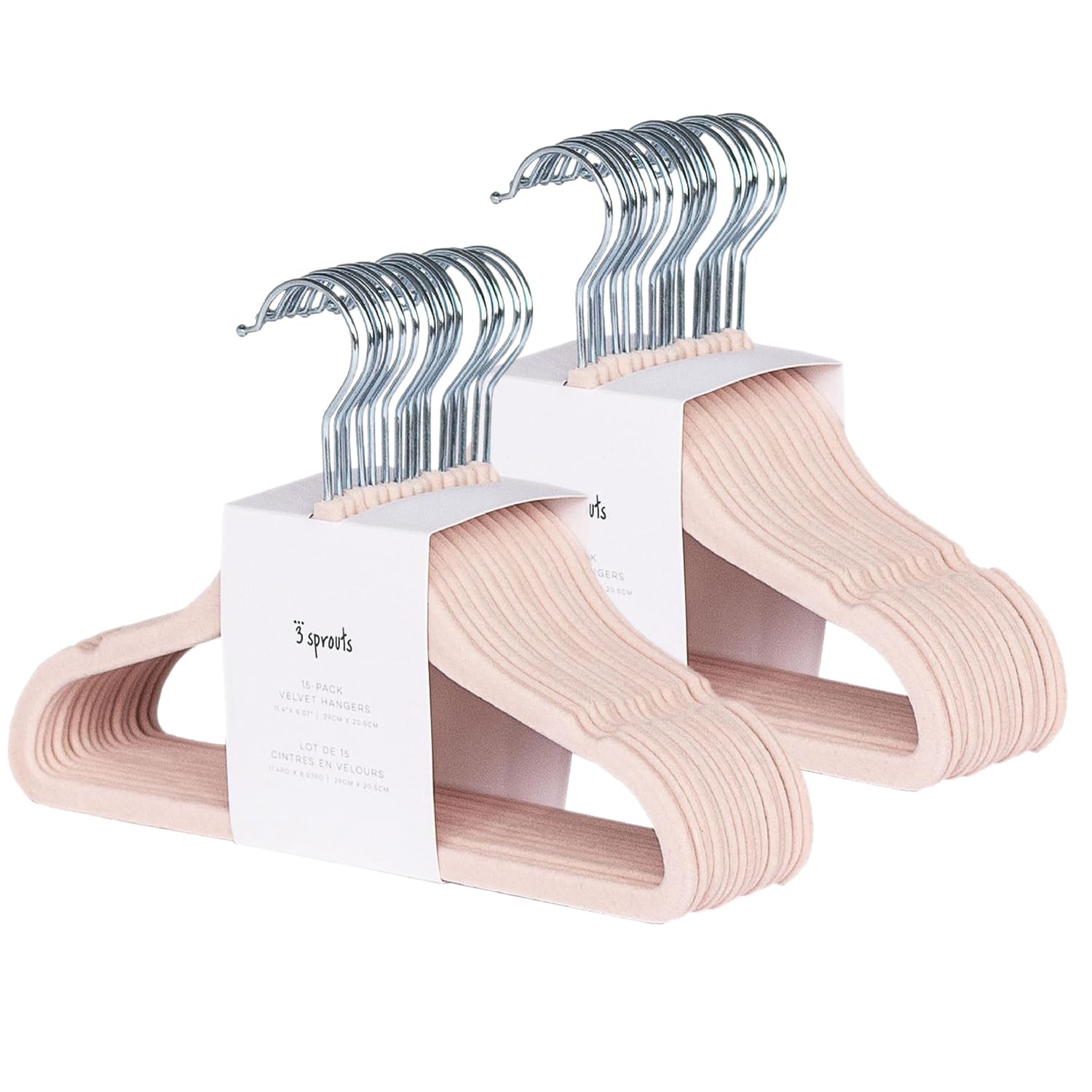 3 Sprouts Velvet Baby Hangers non-slip pink keep tiny outfits neatly in place.