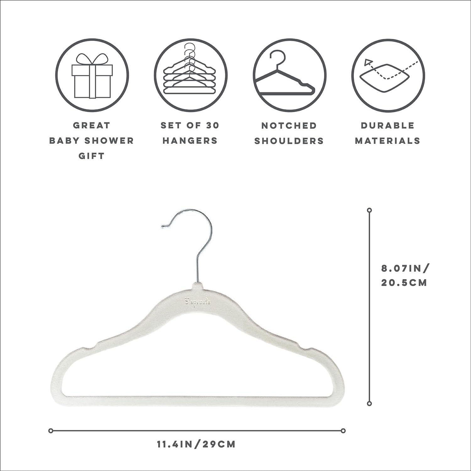 3 Sprouts Velvet Baby Hangers non-slip velvet keeps clothes in place