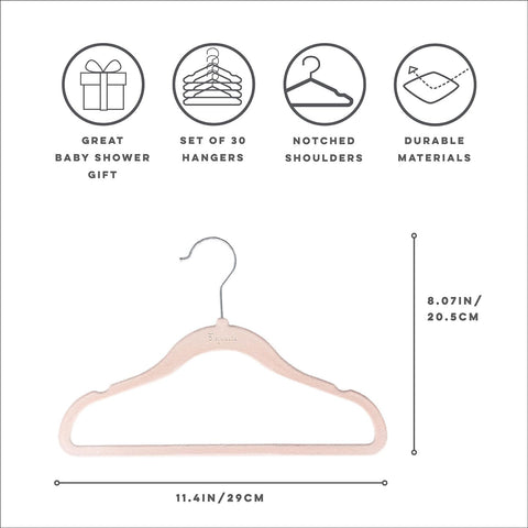3 Sprouts Velvet Baby Hangers notched shoulders pink prevent slipping garments.