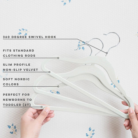 3 Sprouts Velvet Baby Hangers notched shoulders prevent slipping