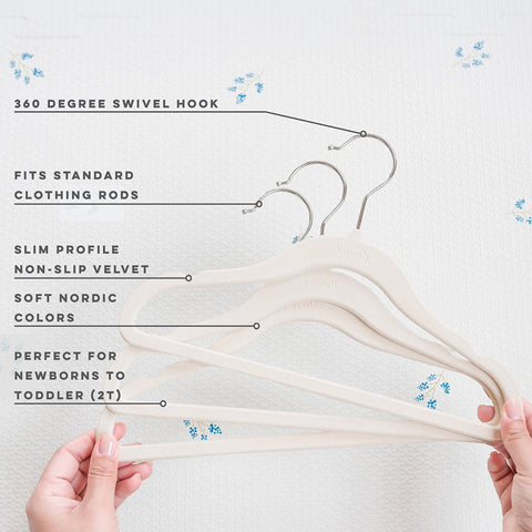 3 Sprouts Velvet Baby Hangers notched shoulders keep garments securely in place