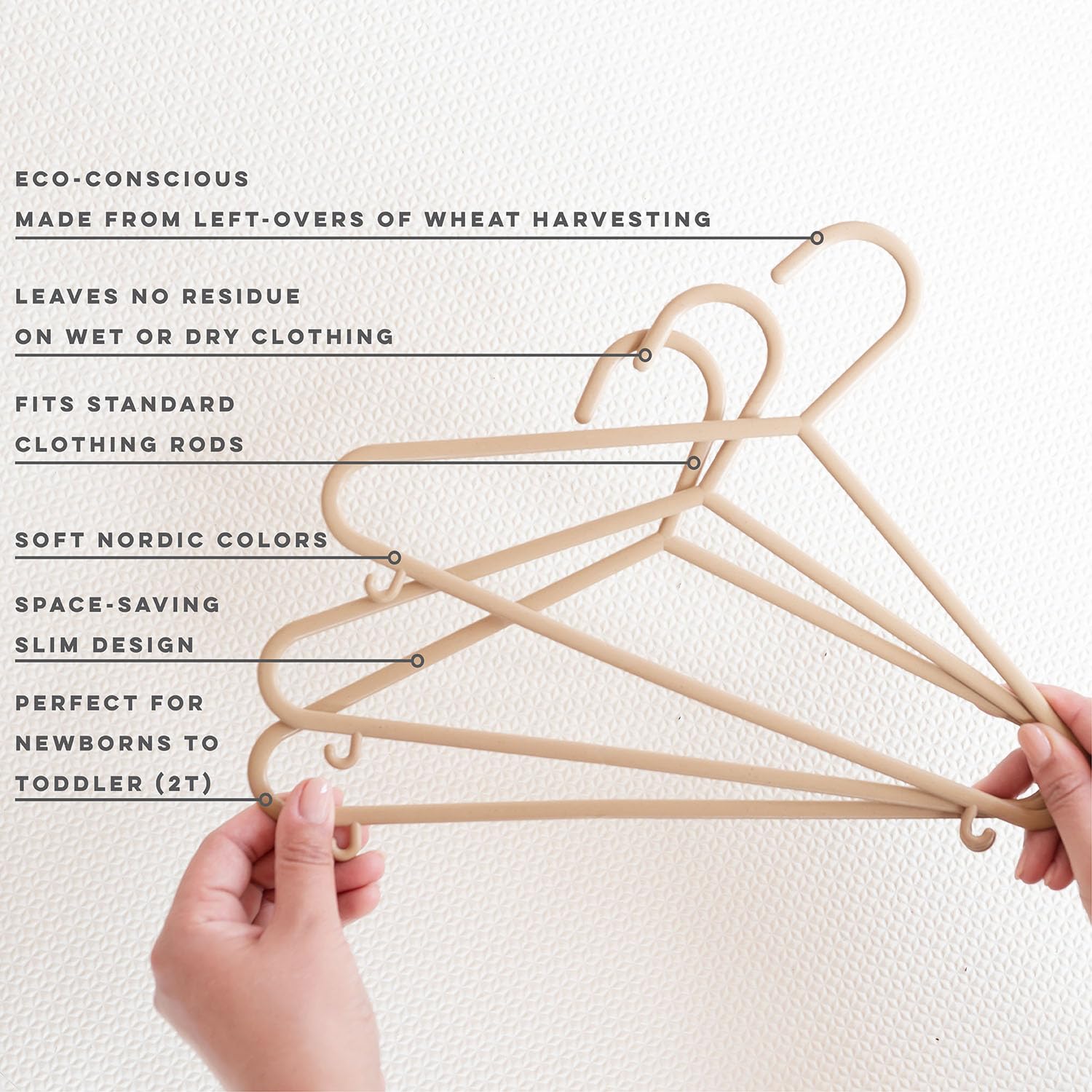 3 Sprouts wheat straw hanger gently preserves fabrics during daily dressing.