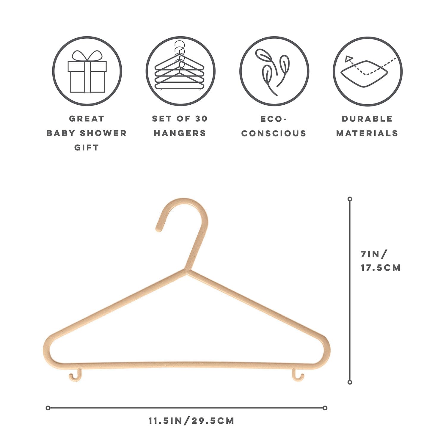 3 Sprouts slim-design hanger saves space while securing growing kids' outfits.
