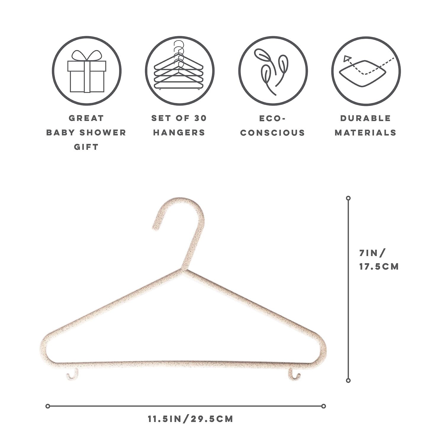 3 Sprouts wheat straw hangers on rod demonstrating space-saving closet organization.