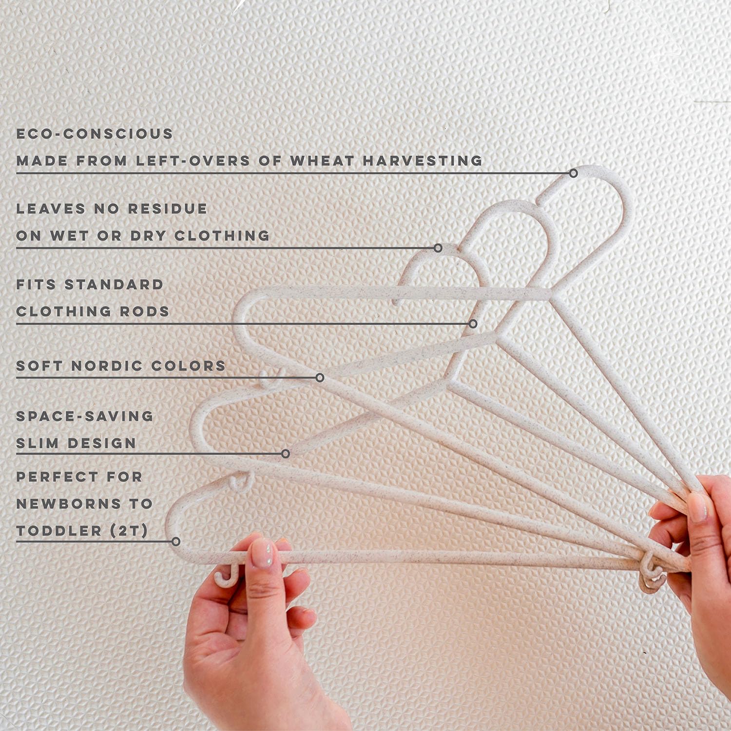 3 Sprouts wheat straw hangers hold toddler clothes securely and neatly.