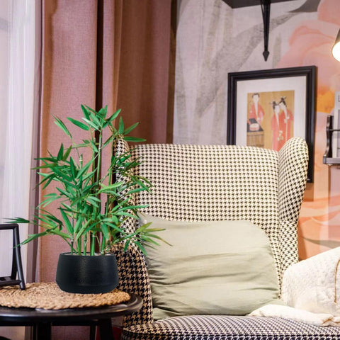 365 Blooming Decor artificial bamboo in living room setup adds tranquil ambience
