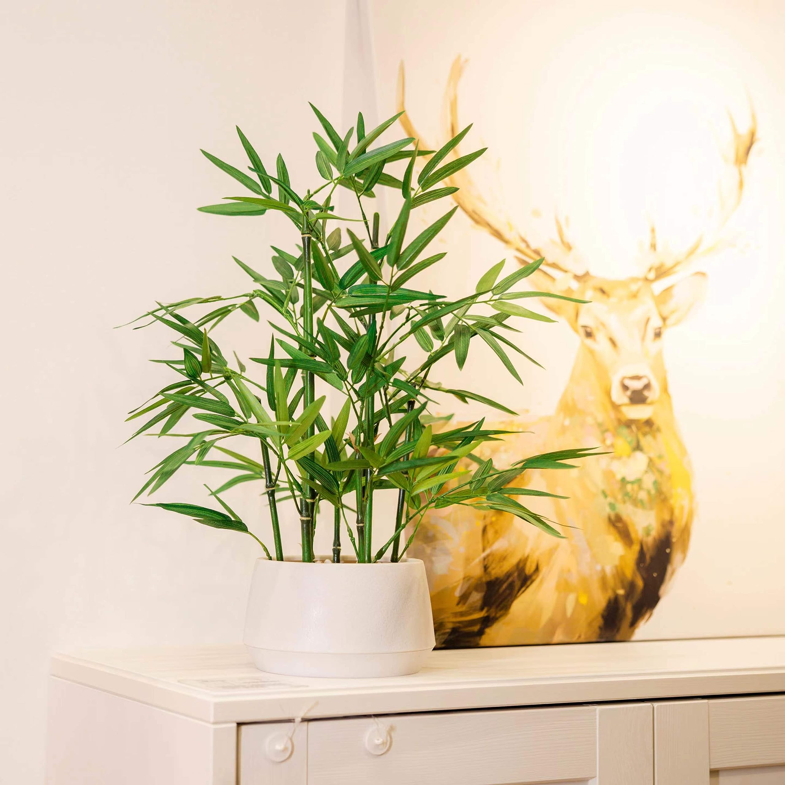 365 Blooming Decor bamboo 18-inch white pot countertop display idea