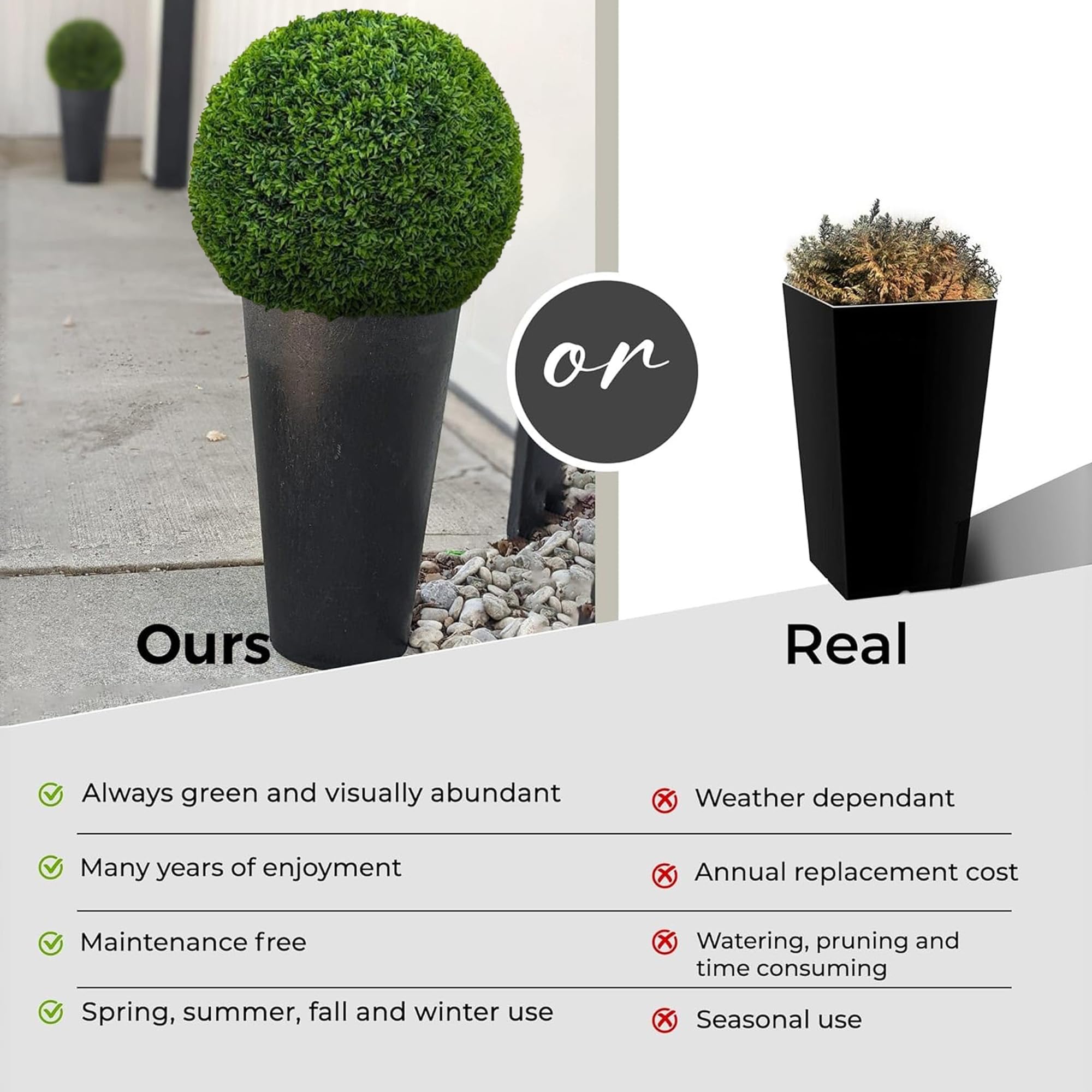 365 Curb Appeal 23 XL topiary ball dusting or rinsing refreshes the look
