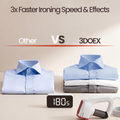 3DOEX Pearl White portable steamer ready for quick wardrobe refresh on trips.