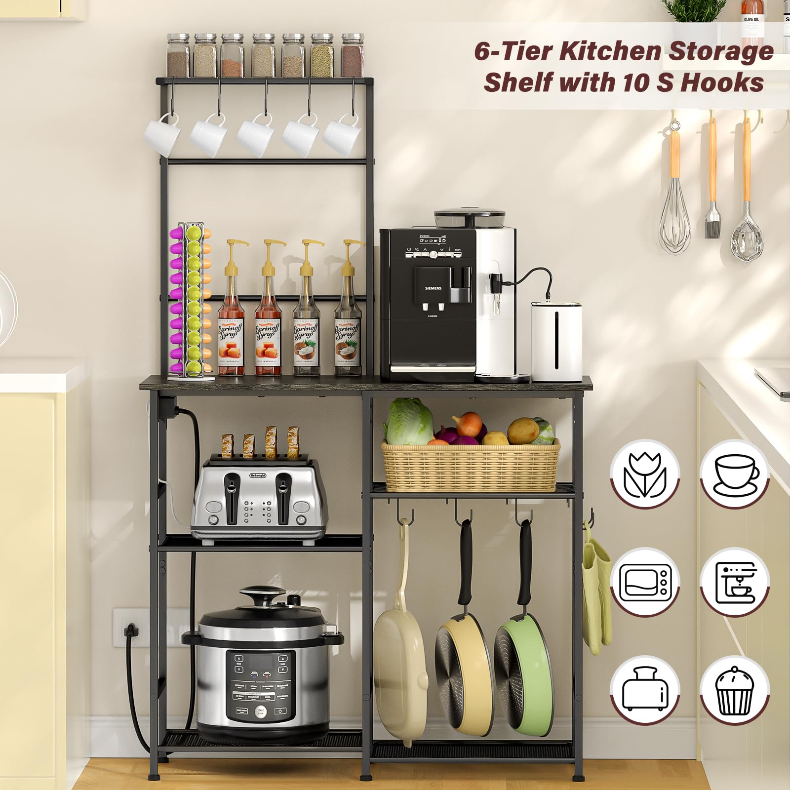 3IngSeagulls bakers rack adjustable right shelf height for tall items