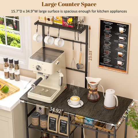 3IngSeagulls Baker's Rack spice storage within easy reach for cooking sessions.