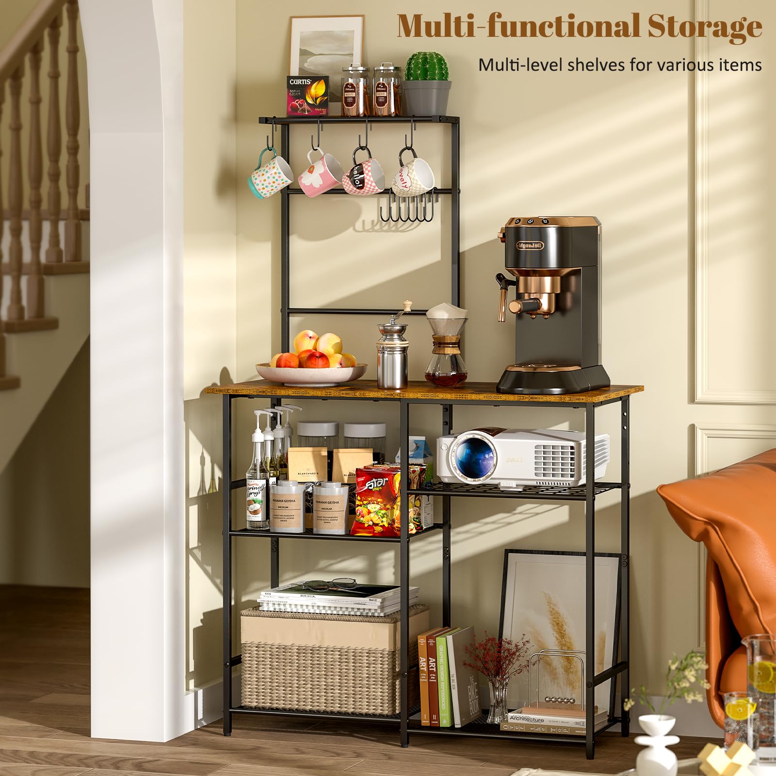3IngSeagulls Baker's Rack sturdy frame supports heavy cookware.