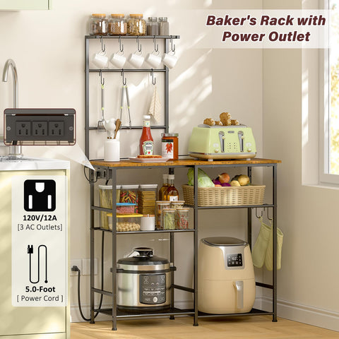 3IngSeagulls bakers rack top surface keeps spices and essentials within easy reach.
