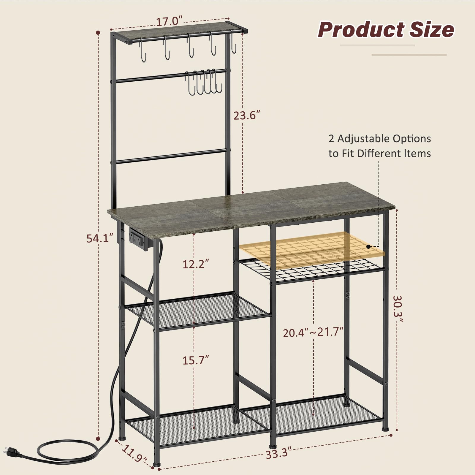 3IngSeagulls bakers rack top surface ideal for spices and oils