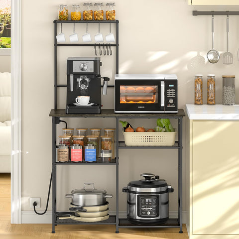 3IngSeagulls bakers rack with power outlet front view for convenient charging
