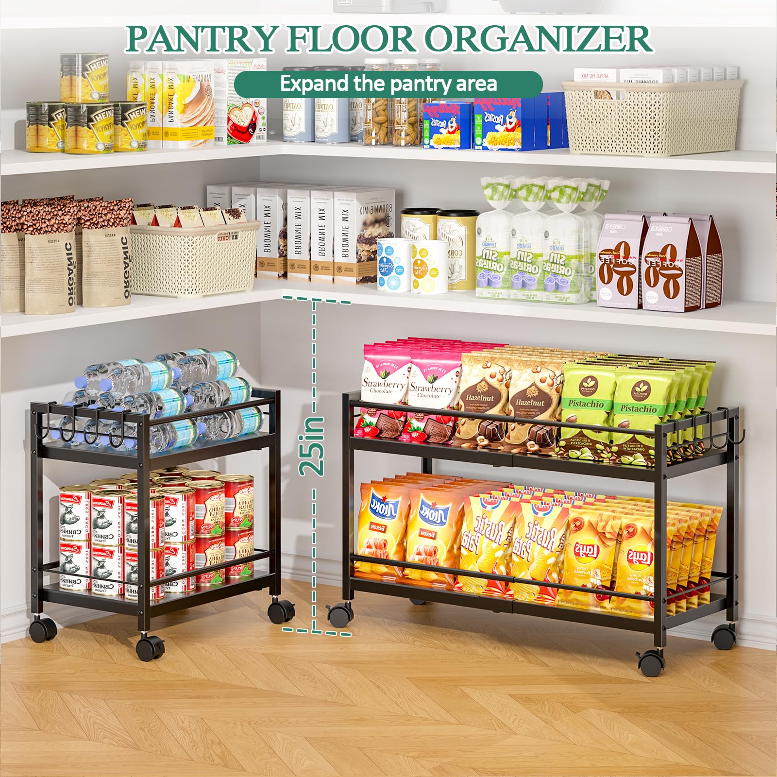 3IngSeagulls Can Organizer features built-in organization for canned goods and vegetables.