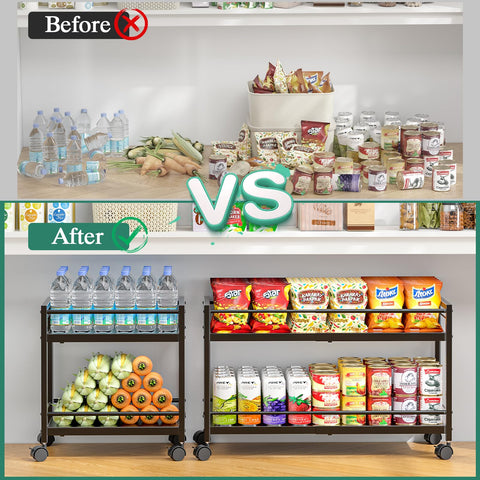 3IngSeagulls Pantry Cart with 4 hooks adds extra hanging storage.