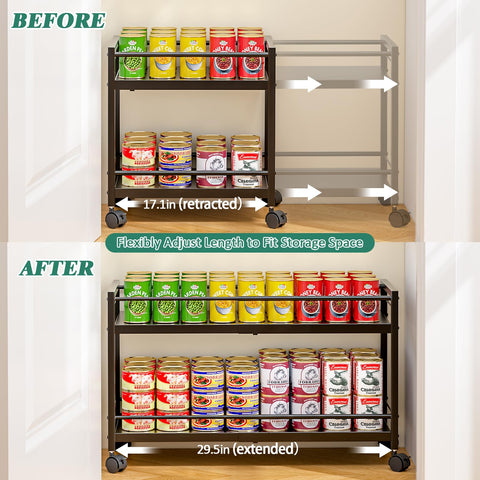 3IngSeagulls Pantry Cart holds fruits and vegetables with clear visibility.