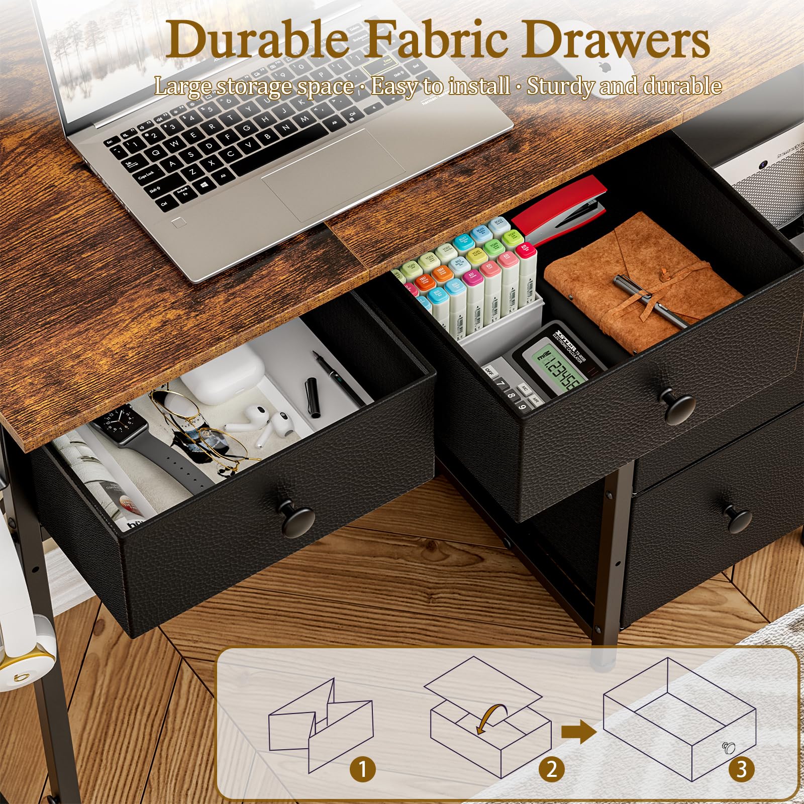 3IngSeagulls small desk rustic brown finish complements compact spaces.