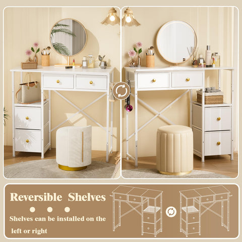 3IngSeagulls white vanity desk built with engineered wood for lasting daily use