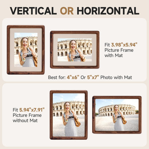 3Liangthings walnut frame displaying 5x7 photo in vertical arrangement