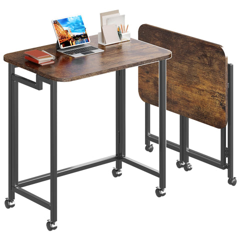 4NM 23.6-inch mobile small rolling desk shown beside a chair for space-efficient work