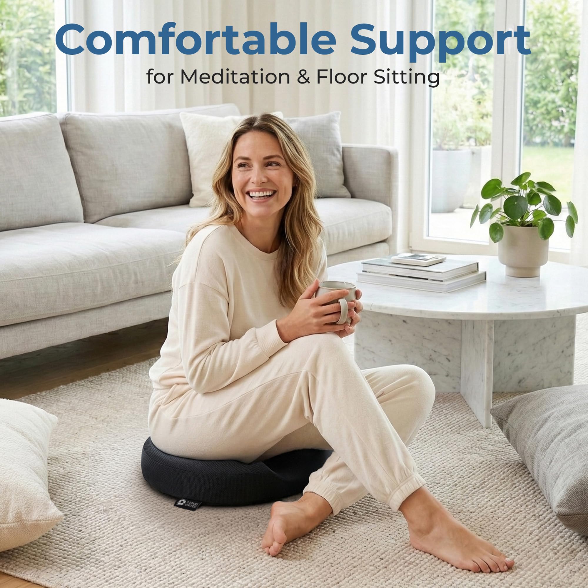 5 STARS UNITED floor-use pillow is ideal for lounging or seating.
