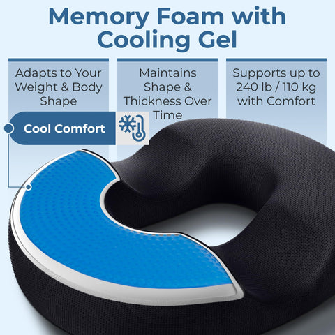 Large dimensions of the donut pillow fit most chairs