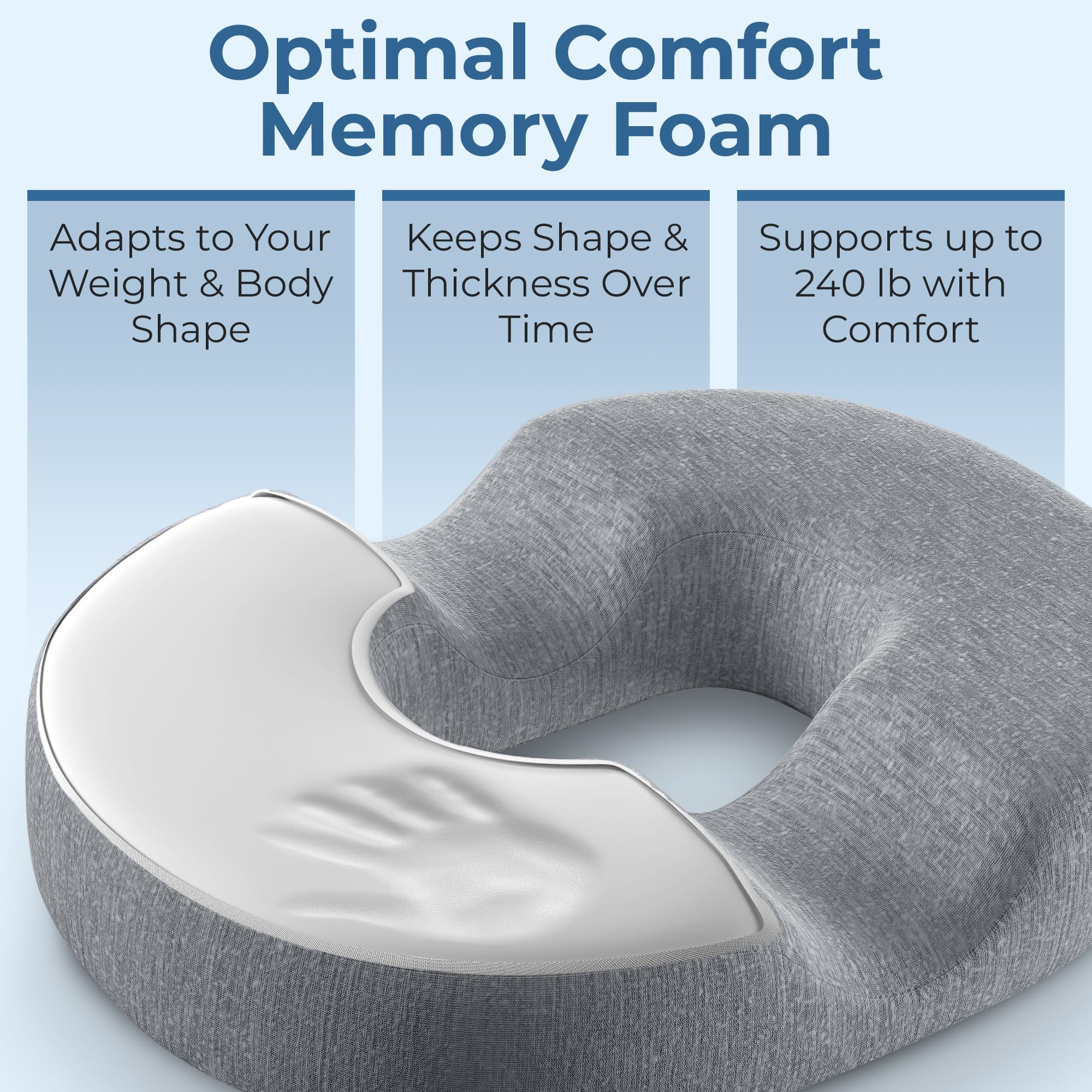5 Stars United donut pillow non-slip base keeps cushion in place on chairs.