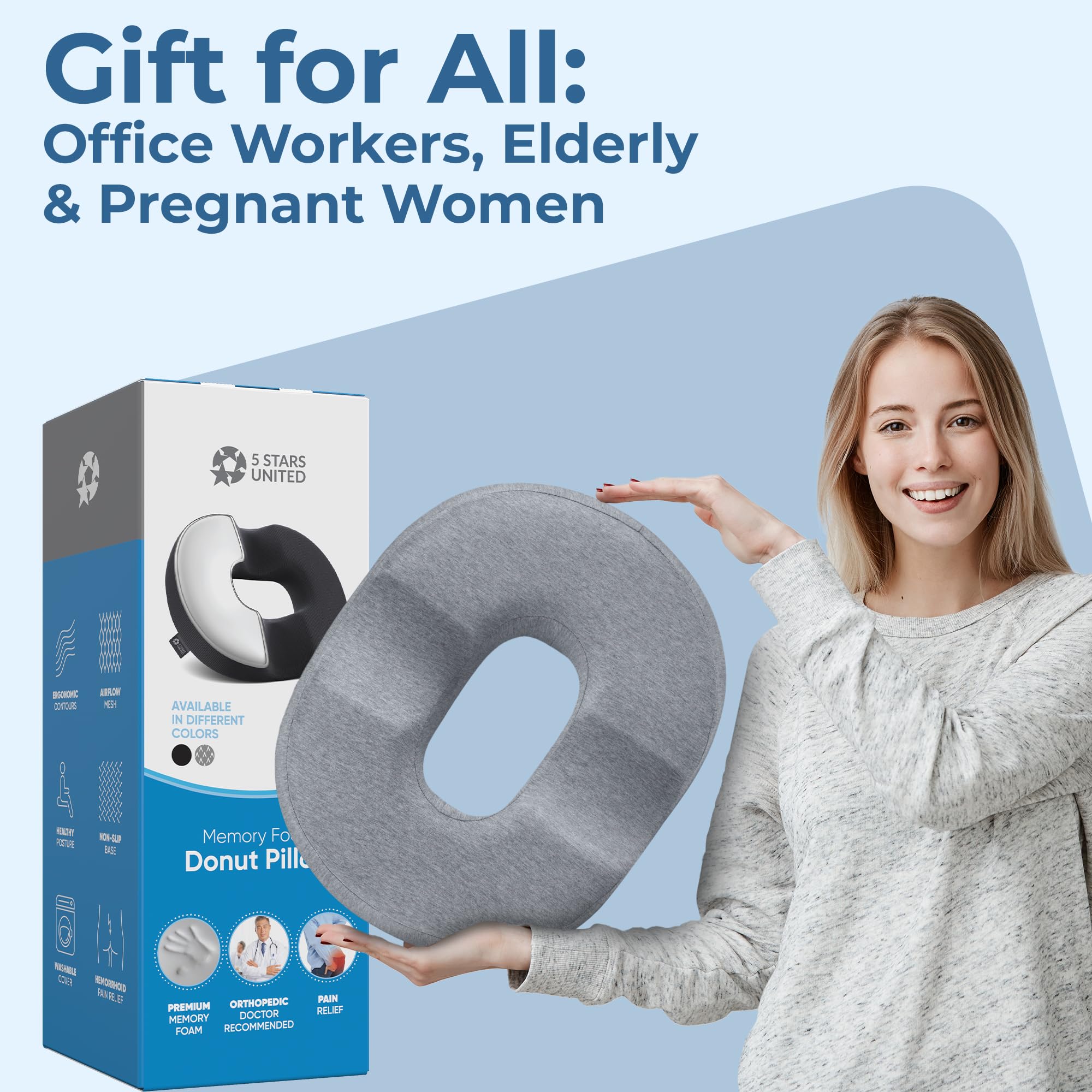5 Stars United donut pillow removable cover allows easy cleaning.