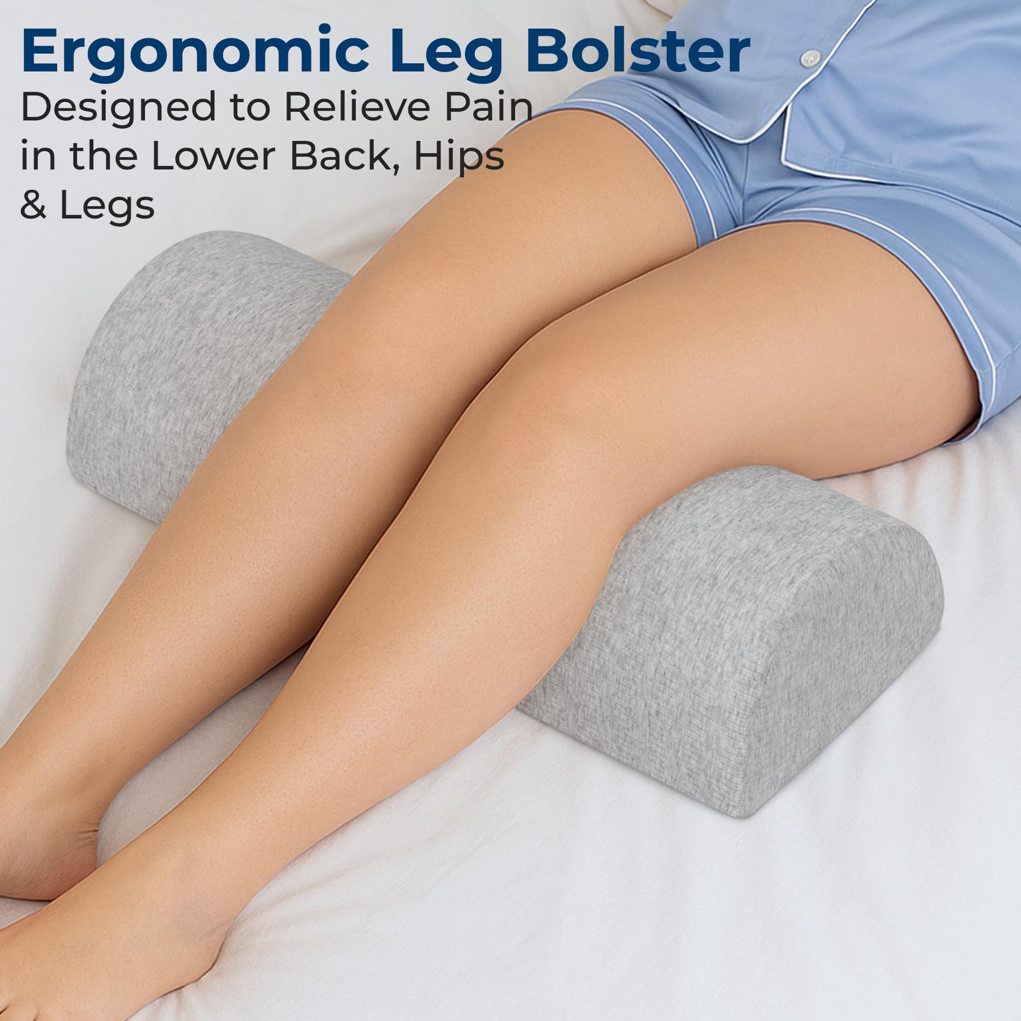 5 STARS UNITED half moon bolster gently cushions knees between sleep positions.