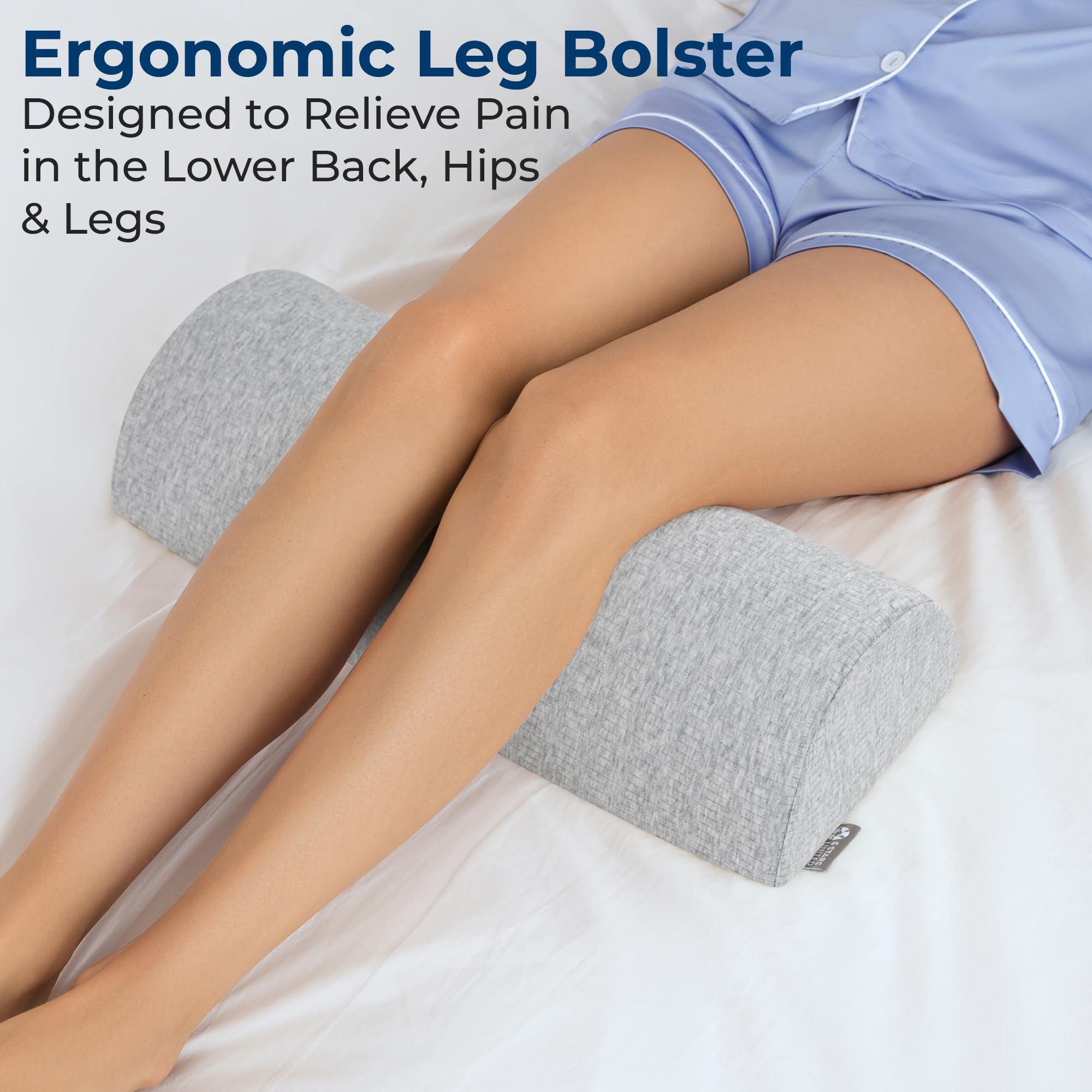5 Stars United Half Moon Bolster aligns knees for versatile back or side sleeping.