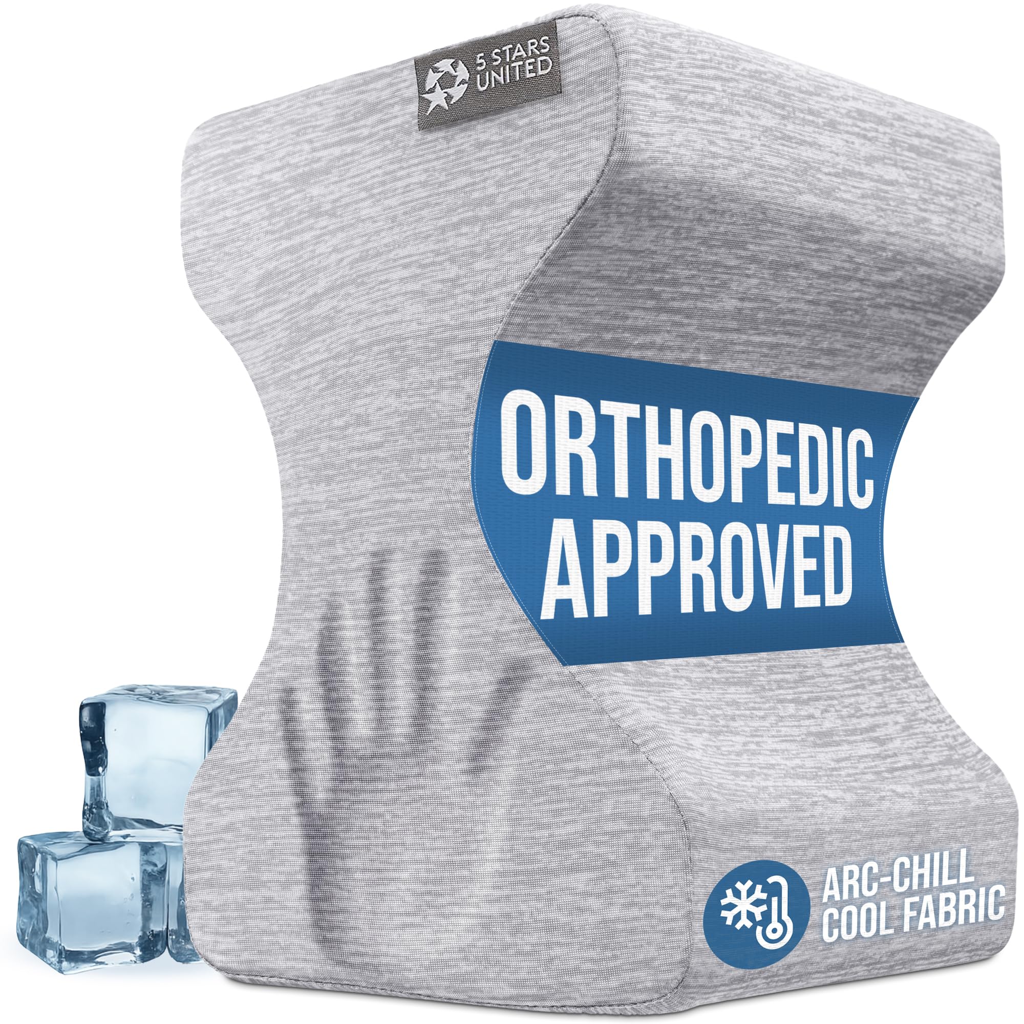 5 Stars United knee pillow between knees supports hip alignment and comfort.