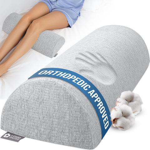 5 Stars United Knee Pillow with memory foam supports back sleeping and spinal alignment.