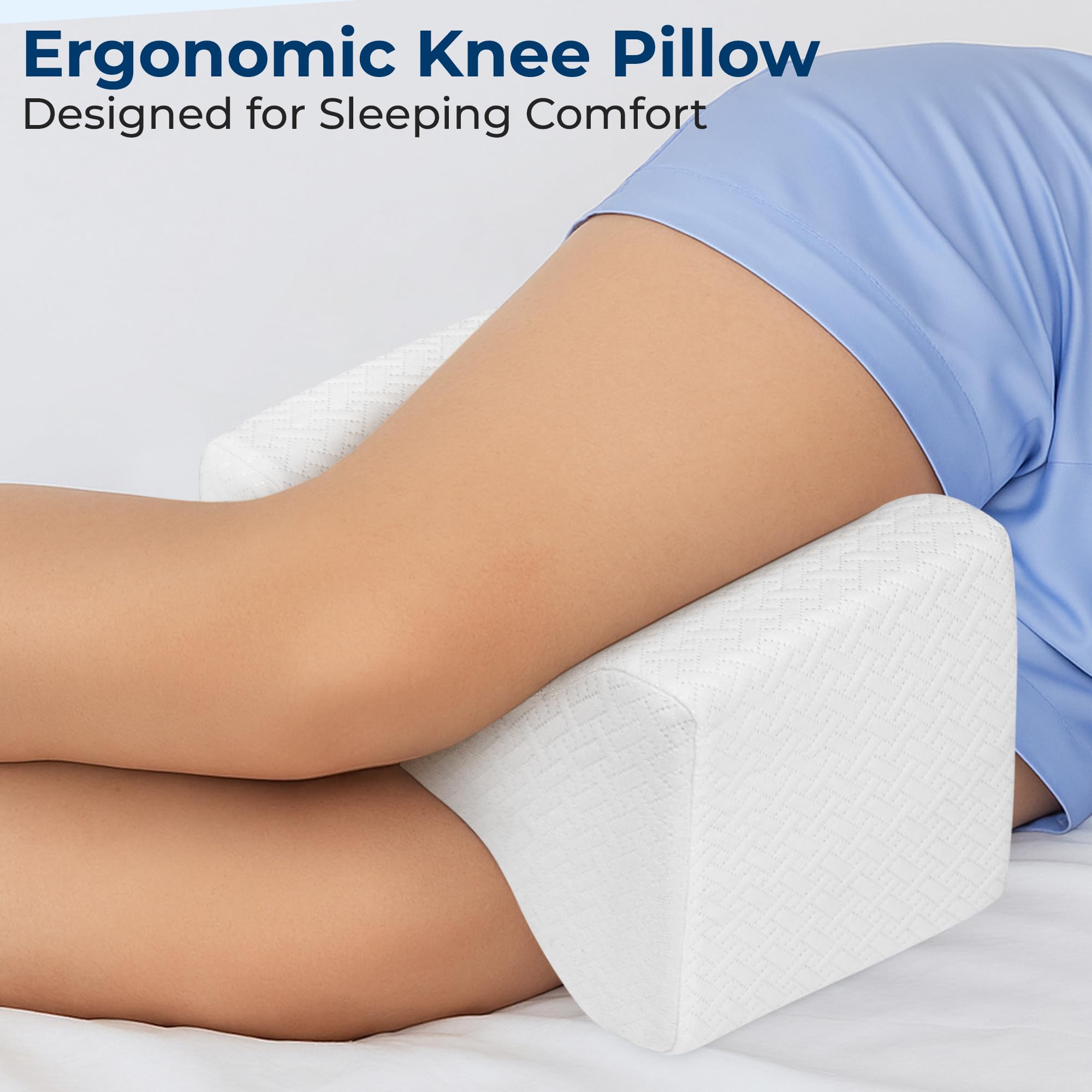 5 STARS UNITED memory foam knee pillow contours to knees and thighs for comfort.