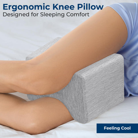 5 Stars United knee pillow memory foam adapts to knees and legs for side sleepers.