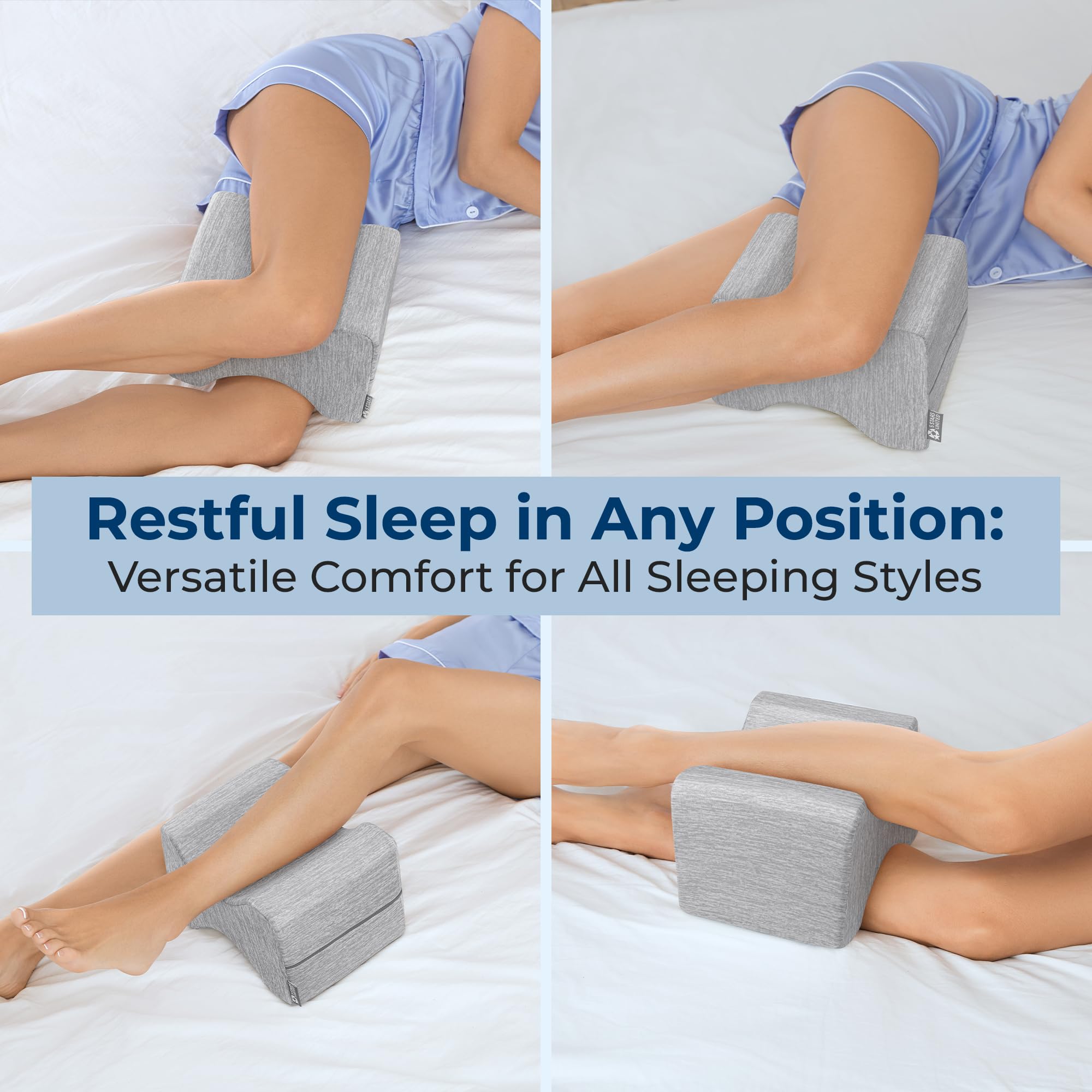 5 STARS UNITED knee pillow placed under the lower leg for extra comfort