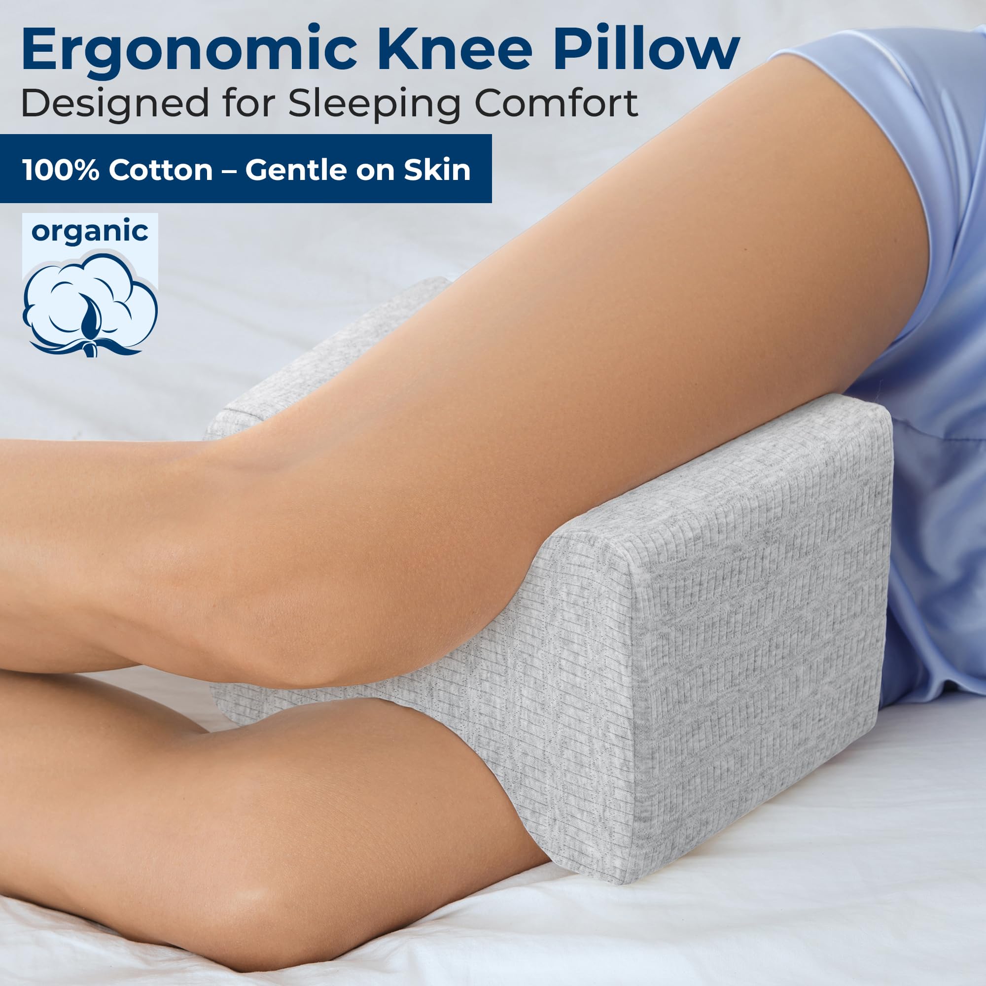 5 STARS UNITED memory foam leg pillow contours to legs for targeted support