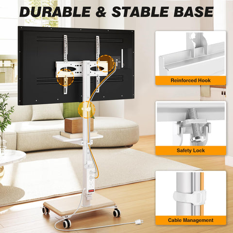 5Rcom cable-managed TV cart keeping wires organized and hidden