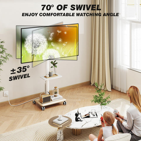5Rcom height-adjustable TV cart for optimal eye-level viewing