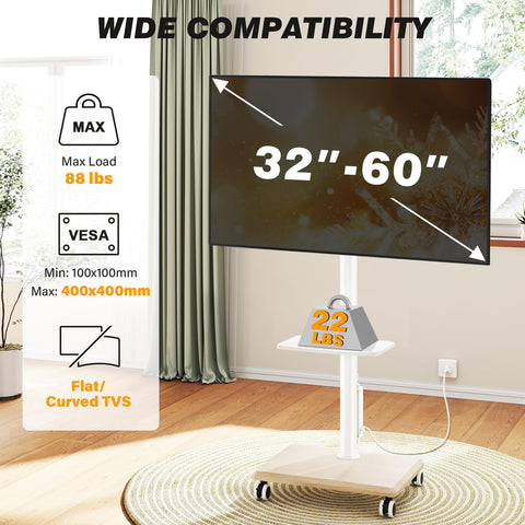 5Rcom portable TV stand for living room, bedroom, or office